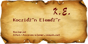 Koczián Elemér névjegykártya